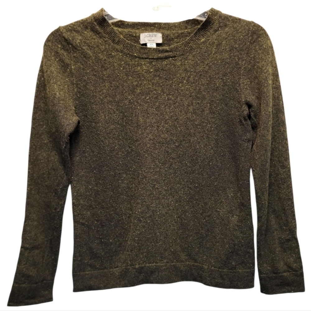 J. Crew Heathered Green Cotton / Wool Blend Teddie Sweater - Size XS